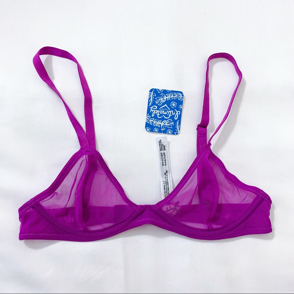 Free People Magenta Mesh Unlined Bra